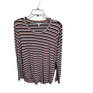 Love Fire Burgundy Striped Pullover Top